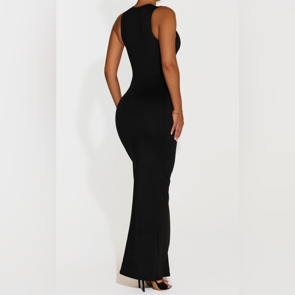 Naked Wardrobe Black Body Con Sculpting Shaping Double Lined Maxi Dress Small - Picture 10 of 10
